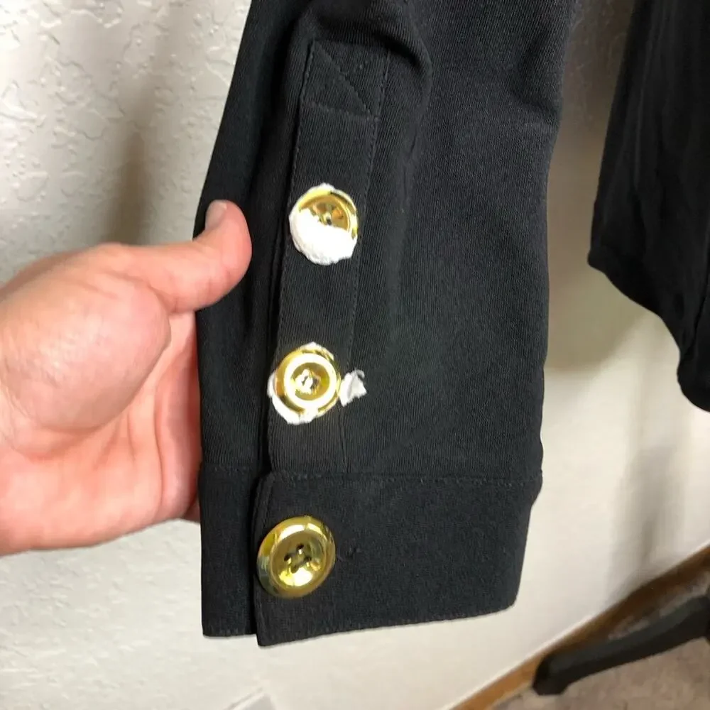 Boston Proper black white trim zip front blazer jacket size Medium NWOT